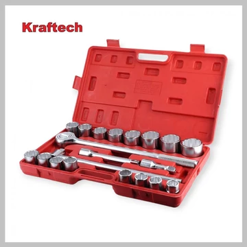 Set di Chiavi a Bussola Cromate a Cricchetto a 12 Punti con Attacco da 3/4&amp;quot;, 21 Pezzi – KrafTech HB-6889