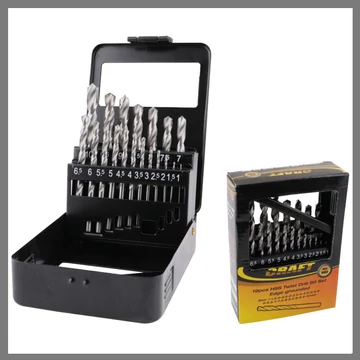 Set di Punte HSS Rettificate – 19 Pezzi (1–10 mm) in Scatola di Metallo – 6463