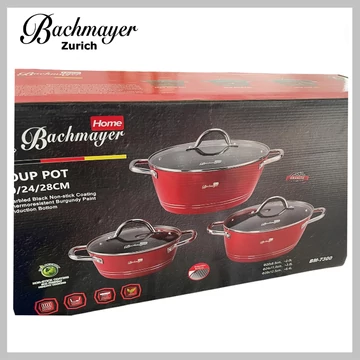 Set di 3 pentole rivestite in marmo Bachmayer rosso BM-7300