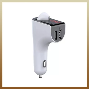 V14 2 in 1 – Auricolare Bluetooth da auto + Transmitter FM con 2 porte USB + lettore schede TF – HOLM9926