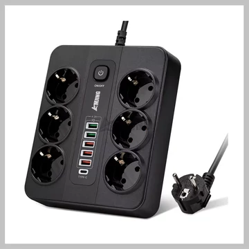 Multipresa BKL-11EU con cavo da 2 metri, 6 prese + 5 porte USB + 1 porta Type-C, 3000W