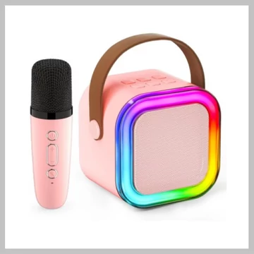 Microfono karaoke mini wireless con altoparlante integrato e luci LED | KE24-05