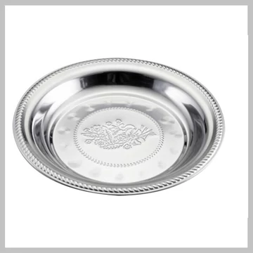 Vassoio rotondo in acciaio inox con motivo Thai-flower 25 cm | Victor V144-25