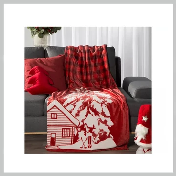 Coperta natalizia Rudolf in cotone e acrilico rossa 150x200 cm – HS431138