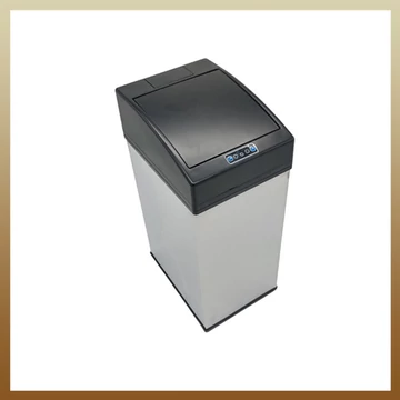 Pattumiera automatica con sensore Worth Air da 7 litri, in acciaio inox con coperchio nero – KE23-445