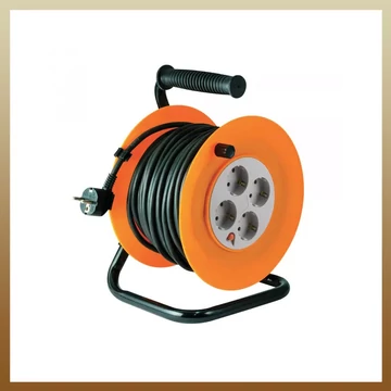 Avvolgicavo elettrico Worthair 50 m con 4 prese e protezione termica | Modello KE24-335