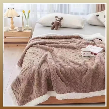 Coperta Sherpa di alta qualità, colore marrone, 200x240 cm – spled1