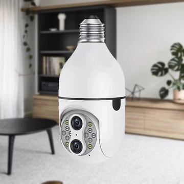 Telecamera di sicurezza bifocale con attacco a lampadina – WiFi, Zoom 10x, 2MP