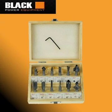 Set frese per fresatrice Black, 12 pezzi, 8 mm – con scatola in legno – 35000