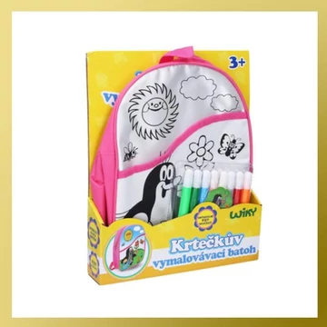 Zainetto da colorare Talpa – rosa, con 8 pennarelli per tessuti (cod. 011820)