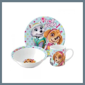 Set di stoviglie in porcellana Paw Patrol "Girl Stars" in confezione regalo – Mod. STF40655