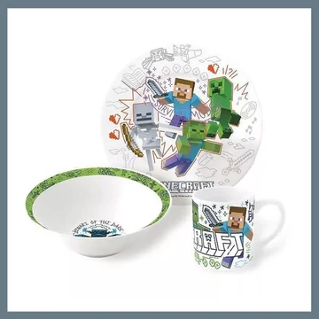 Set di stoviglie in porcellana Minecraft "Explore More" in confezione regalo – Mod. STF88145