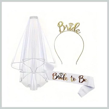 Set Addio al Nubilato “Bride to Be” – Velo + Cerchietto + Fascia 47219830