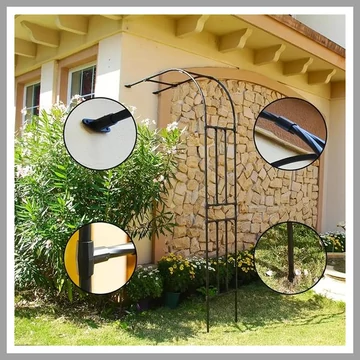 Supporto da Giardino ad Arco Doppio per Piante Rampicanti – Acciaio Rivestito in PE – Nero ER1194511