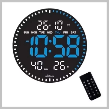 Orologio digitale a LED con termometro e igrometro – DH-2560, 28 cm, luce LED blu