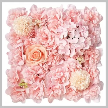 Pannello Decorativo con Fiori Artificiali – 4 pezzi 38 x 38 cm, con Rose e Ortensie CL777661