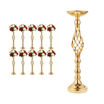 Set di 10 Candelabri Decorativi in Metallo Dorato – 53 cm JK1215466