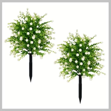 Set di 2 Mazzi di Fiori Artificiali Bianchi con Picchetto – 50 cm – JW1514391