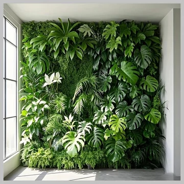 Pannello Decorativo da Parete con Piante Artificiali – Palma e Monstera 40 x 60 cm AJ1686205