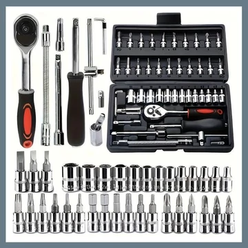 Set di Attrezzi per la Riparazione Auto da 46 Pezzi – Con Valigetta Nera XD21172