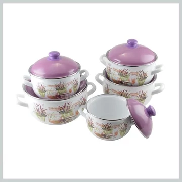 Perfect Home – Set di Pentole Smaltate “Lavanda” da 10 Pezzi (Modello 14227)