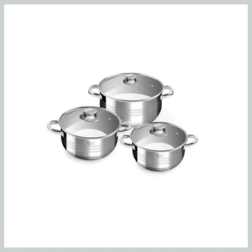 Perfect Home Diamond – Set di Pentole in Acciaio Inox da 6 Pezzi con Coperchi in Vetro (Modello 14722)