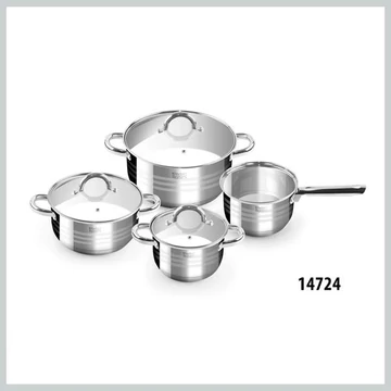 Perfect Home Deluxe – Set di Pentole in Acciaio Inox da 7 Pezzi con Coperchi in Vetro (Modello 14724)
