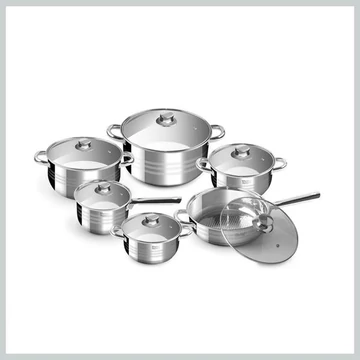 Perfect Home Diamond – Set di Pentole in Acciaio Inox da 12 Pezzi con Coperchi in Vetro (Modello 14726)