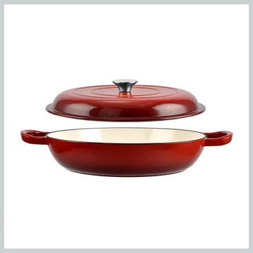 Perfect Home – Tegame per grigliare in ghisa smaltata con coperchio, 27 cm, rosso – 10133