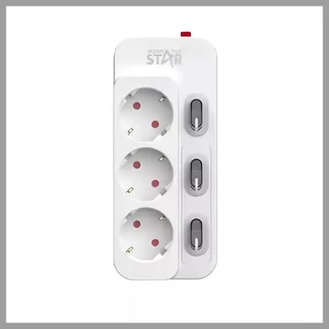 Multipresa Winning Star 3 posti con 3 interruttori – Modello ST-1023
