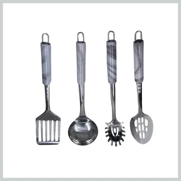 Set da Cucina Eisenbach A0019 – 4 Pezzi in Acciaio Inox con Manici Effetto Marmo
