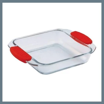 Pirofila quadrata in vetro borosilicato con manici in silicone Bergner 1,8 L BG-2001003 – Rossa