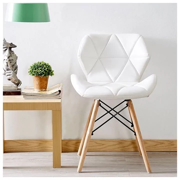 Sedia da Cucina in Stile Scandinavo – Struttura in Legno e Rivestimento in Ecopelle Bianca 073M