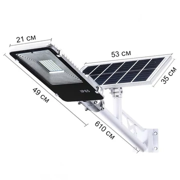 Lampione Stradale Solare – 100W, 206 LED, Telecomando, 2 Livelli di Luminosità, IP65 YS100W