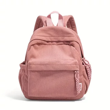 Zaino in Velluto a Coste – Multi-tasche, Stile Moderno, Rosa – AA342667-p