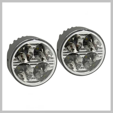 Luci Diurne a LED 4 HIGH POWER LED – 12/24 V, Design Rotondo (70 mm), Set da 2 Pezzi 33551