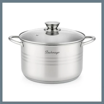 Pentola da Cucina Bachmayer 15,5 Litri con Coperchio in Vetro BM-155