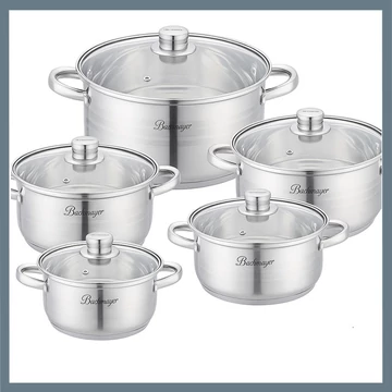 Set di Pentole in Acciaio Inox Bachmayer – 10 Pezzi – BM-3010