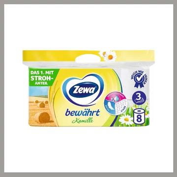 Zewa bewährt Kamille Carta igienica – 3 veli, 8 rotoli, con profumo di camomilla 8670253