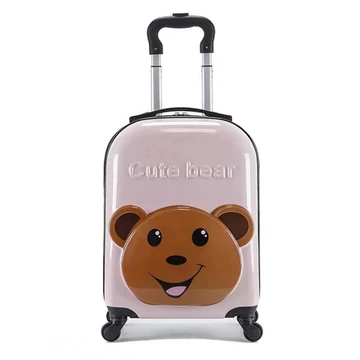 Valigia per bambini con ruote – Rosa, con orsetto e chiusura a combinazione WP05
