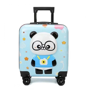 Valigia per bambini con ruote – Motivo panda blu WP07