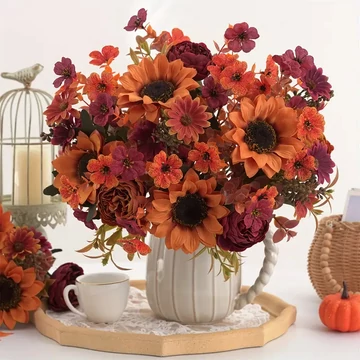 Decorazione floreale autunnale, set da 4 pezzi marrone – HQ4461960-b
