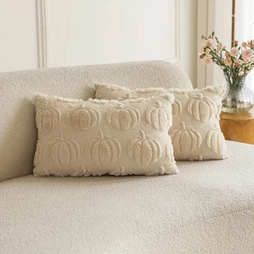 Set 2 federe decorative autunnali con motivo a zucca 30×50 cm beige PN3067799-35b