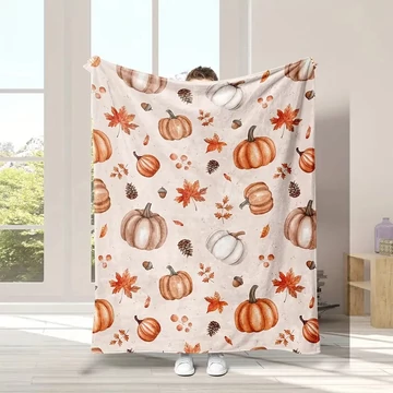 Coperta morbida con fantasia di zucche autunnali 130x150 – UU329808-1315
