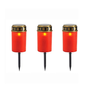 Set di 3 Lampade Solari per Cimitero con Effetto Fiamma di Candela Senza Fuoco – KN3019632