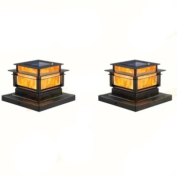 Set di 2 Lampade Solari da Colonna con Effetto Fiamma – PT95279-2