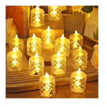 Set di 24 Candele LED Effetto Cristallo – Luce Bianco Caldo – WN2204640-1