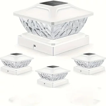 Set di 4 Lampade Solari da Colonna con Paralume Effetto Cristallo – Bianco – XN21642-4fh