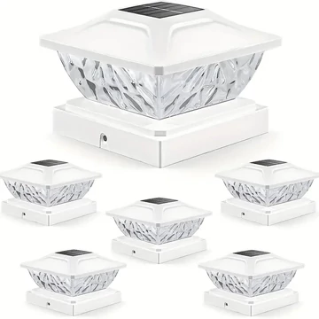 Set di 6 Lampade Solari da Colonna con Paralume Effetto Cristallo – Bianco – XN21642-6fh