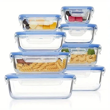 Set di contenitori in vetro 16 pezzi con coperchi blu KU2304387-k